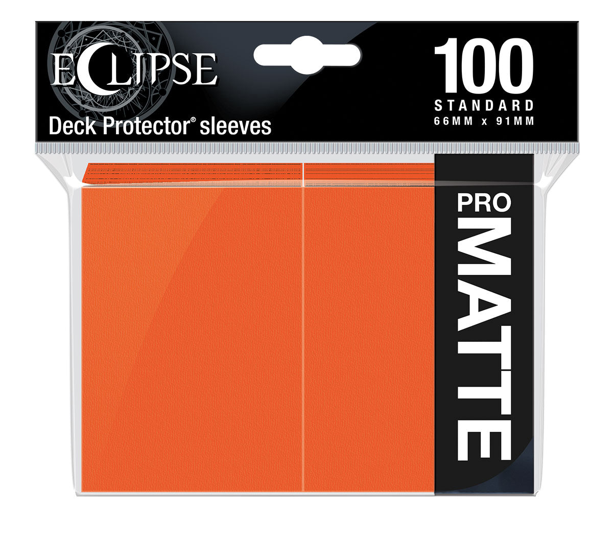 A Pumpkin Orange Matte Standard Deck Protector Sleeves. Brand: Ultra PRO, Item: ECLIPSE® Matte Standard DECK PROTECTOR® Sleeves (100ct) - Pumpkin Orange