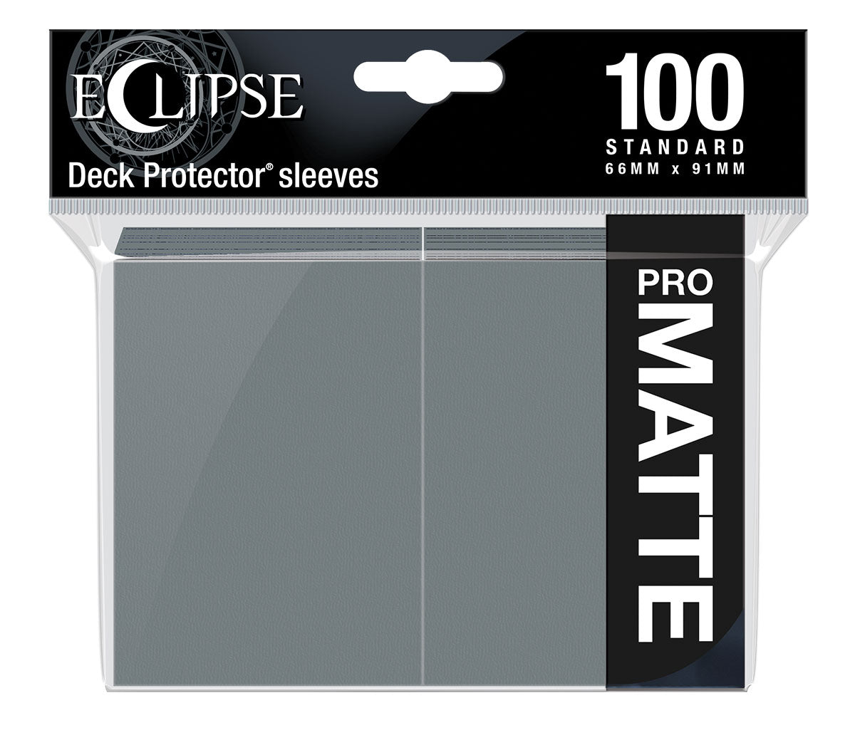 A Smoke Grey Matte Standard Deck Protector Sleeves. Brand: Ultra PRO, Item: ECLIPSE Matte Standard Deck Protector Sleeves (100ct)