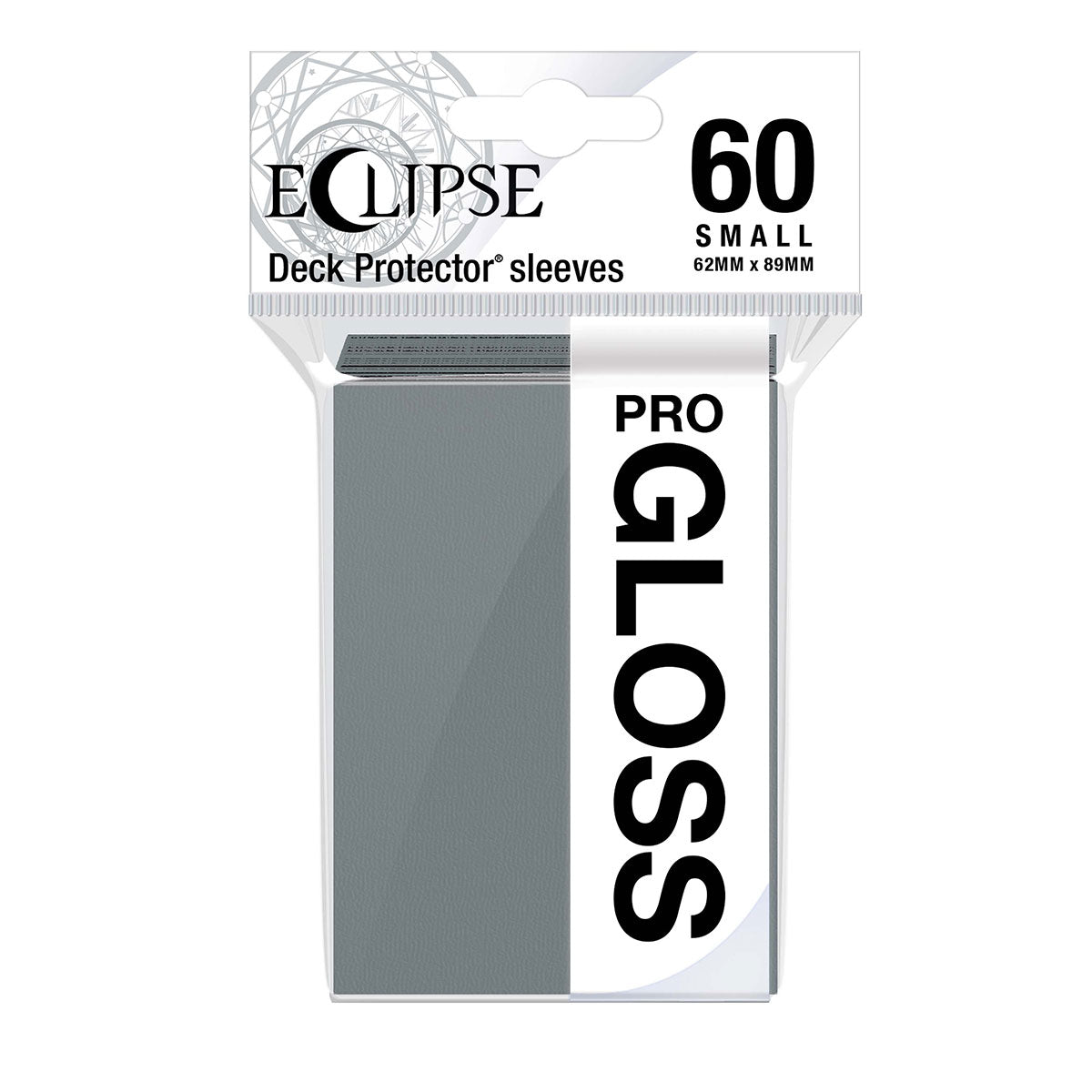 A Smoke Grey Gloss Deck Protector Sleeves. Brand: Ultra PRO, Item: ECLIPSE® Gloss Small DECK PROTECTOR® Sleeves (60ct)