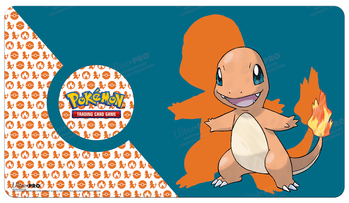 A teal Charmander Standard Gaming Playmat Mousepad for Pokemon. Brand: Ultra PRO, Item: Charmander Standard Gaming Playmat Mousepad for Pokemon.