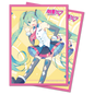 A pink bordered deck protector sleeves featuring Hatsune Miku in a diamond delight design. Brand: Ultra PRO, Item: Digital Dreamland Diamond Delight Standard DECK PROTECTOR® Sleeves (100ct) for Hatsune Miku