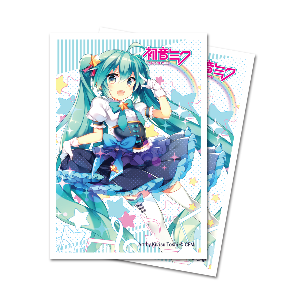 A blue and teal Hatsune Miku themed DECK PROTECTOR® Sleeves. Brand: Ultra PRO, Item: Digital Dreamland Starlight Melody Miku Small DECK PROTECTOR® Sleeves (60ct).