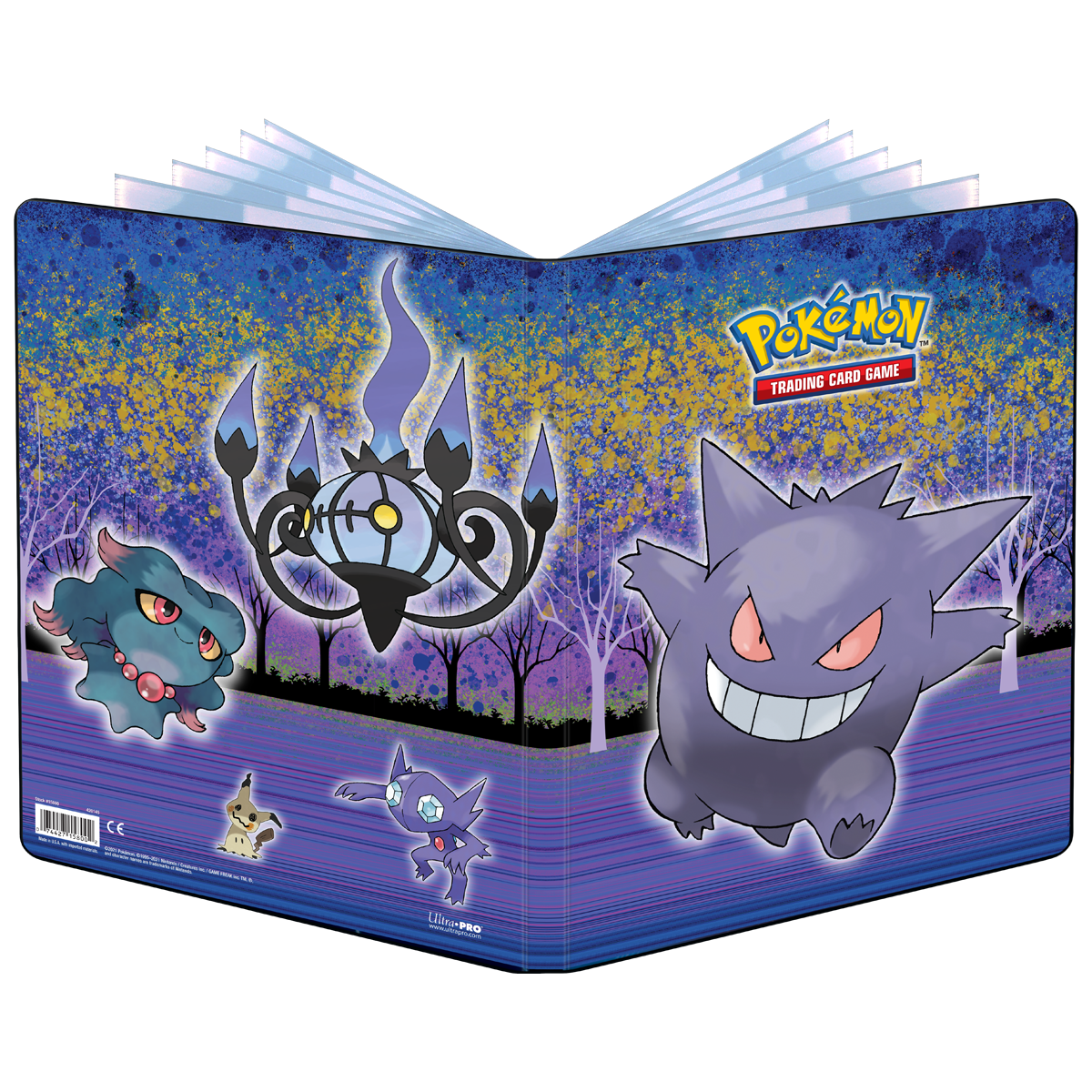 A blue and purple Haunted Hollow 9-Pocket Portfolio for Pokemon. Brand: Ultra PRO, Item: Gallery Series Haunted Hollow 9-Pocket Portfolio for Pokémon