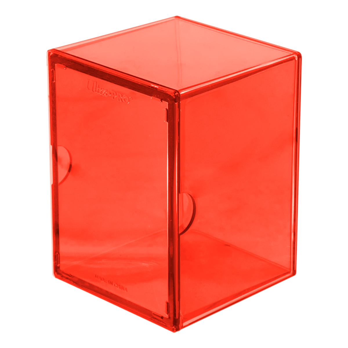 A translucent orange Eclipse 2-Piece 100+ Deck Box. Brand: Ultra PRO, Item: ECLIPSE® 2-Piece 100+ DECK BOX® - Pumpkin Orange
