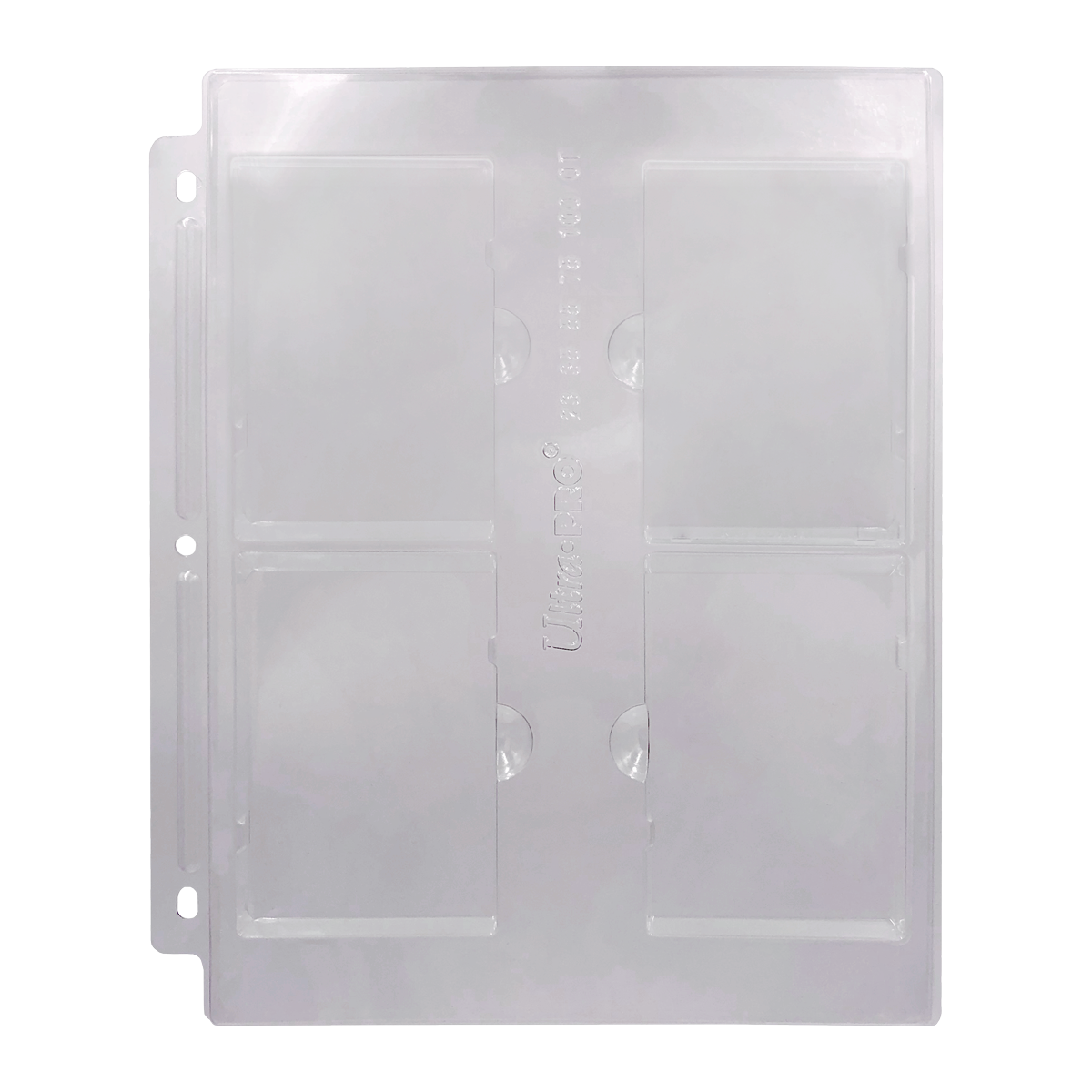 A clear 4-pocket page for 23PT-100PT ONE-TOUCH displays. Brand: Ultra-Pro, Item: 4-Pocket Page for 23PT-100PT ONE-TOUCH® Displays.
