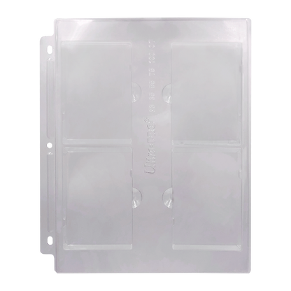 A clear 4-pocket page for 23PT-100PT ONE-TOUCH displays. Brand: Ultra-Pro, Item: 4-Pocket Page for 23PT-100PT ONE-TOUCH® Displays.