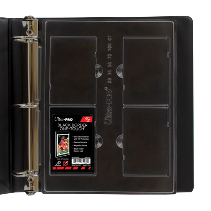 A black 4-pocket page for 23PT-100PT ONE-TOUCH® Displays. Brand: Ultra PRO, Item: 4-Pocket Page for 23PT-100PT ONE-TOUCH® Displays