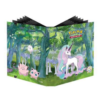 A green and purple forest scene 9-Pocket PRO-BINDER for Pokemon Trading Cards. Brand: Ultra PRO, Item: Gallery Series Enchanted Glade 9-Pocket PRO-BINDER.