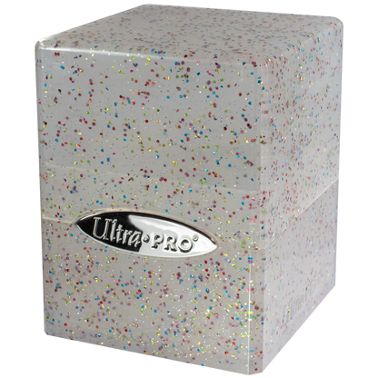 A Glitter Crystal Deck Box. Brand: Ultra PRO, Item: Glitter SATIN® Cube - Crystal