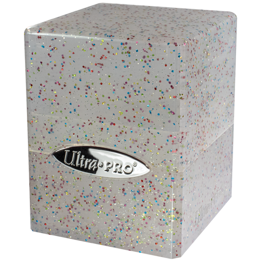 A Glitter Crystal Deck Box. Brand: Ultra PRO, Item: Glitter SATIN® Cube - Crystal