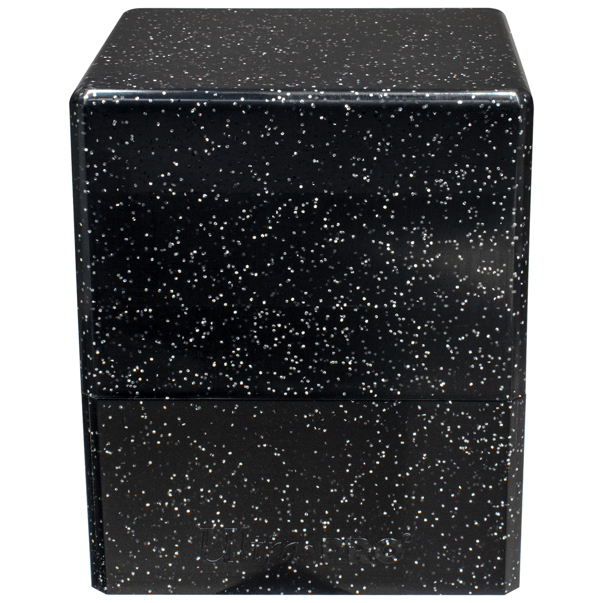 A Black Glitter SATIN Cube Deck Box. Brand: Ultra PRO, Item: Glitter SATIN Cube - Black