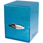 A blue glitter Ultra PRO Satin Cube deck box.