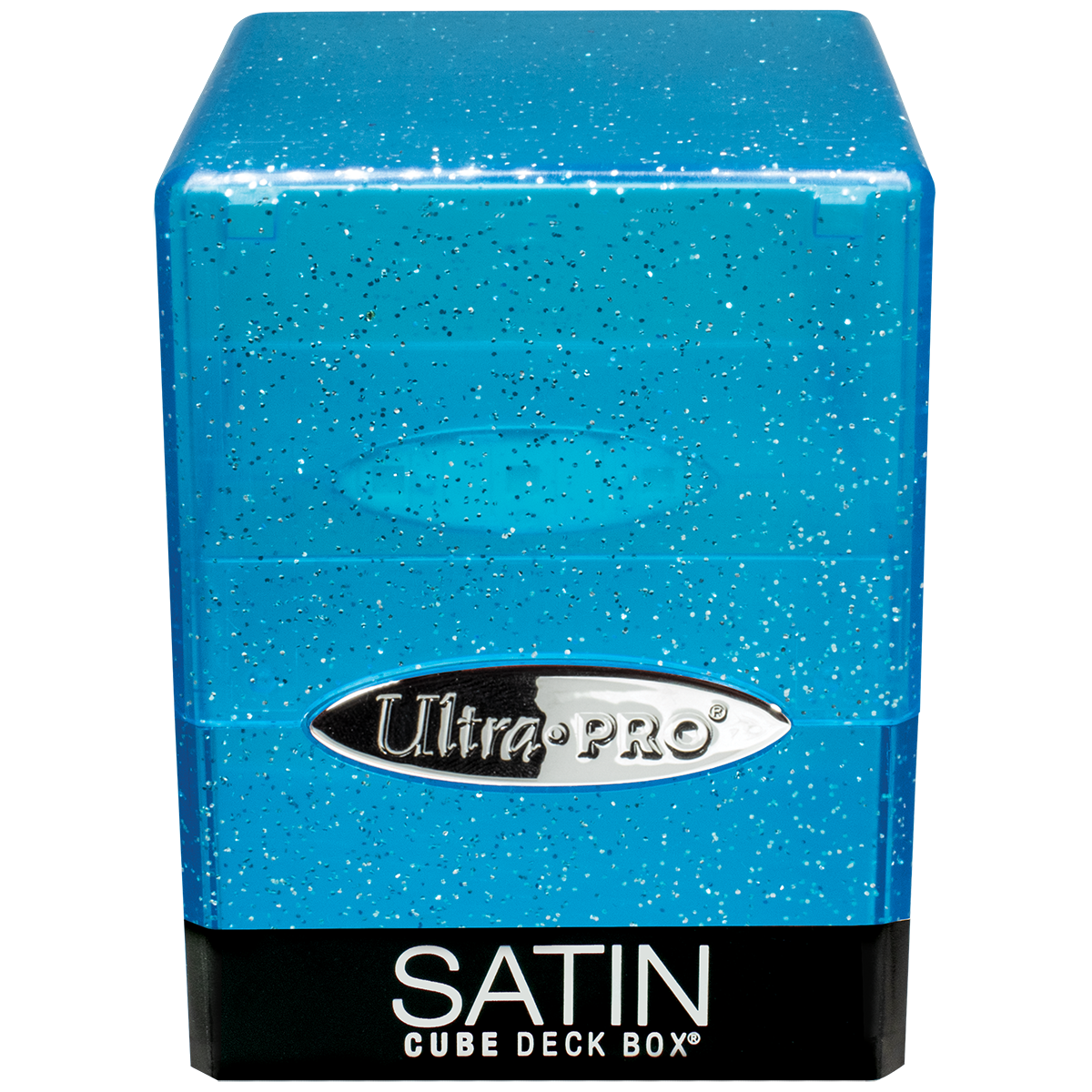 A blue glitter SATIN Cube Deck Box. Brand: Ultra PRO, Item: Glitter SATIN Cube - Blue.