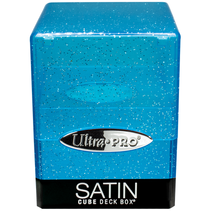 A blue glitter SATIN Cube Deck Box. Brand: Ultra PRO, Item: Glitter SATIN Cube - Blue.
