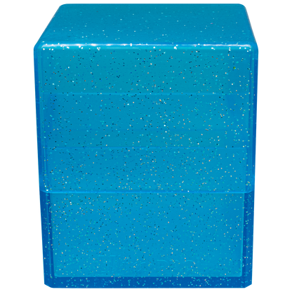 A blue glitter SATIN Cube deck box. Brand: Ultimate Guard, Item: Glitter SATIN Cube - Blue.