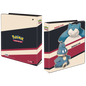 A cream, navy, and maroon 2" binder for Pokémon Trading Card Game. Features Snorlax and Munchlax artwork. Brand: Ultra PRO, Item: 2" Snorlax and Munchlax Album for Pokémon