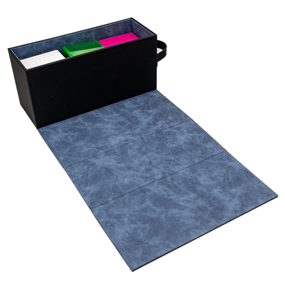 A black All-In-One Breaker Box and Mat Combo with a blue playmat. Brand: nan, Item: All-In-One Breaker Box and Mat Combo.