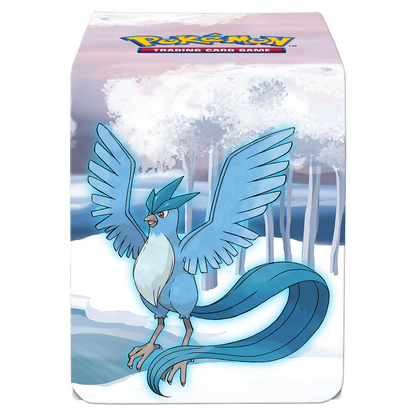 A blue Articuno Pokémon Trading Card Game deck box with a frosted forest background. Brand: Ultra PRO, Item: Gallery Series Frosted Forest ALCOVE® Flip DECK BOX® for Pokémon