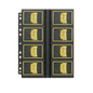 A black 16-pocket page protector for standard size cards. Brand: Dragon Shield, Item: 16 Pocket Pages - Non-Glare - Standard Size.
