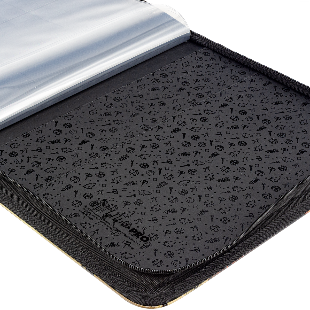 A black Critical Role Bells Hells Team Lineup Printed Leatherette Book Folio. Brand: Ultra PRO, Item: Critical Role Bells Hells Team Lineup Printed Leatherette Book Folio.