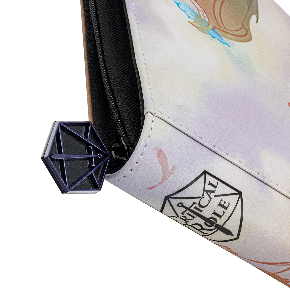 A white Critical Role Bells Hells Team Lineup Printed Leatherette Book Folio. Brand: Critical Role, Item: Bells Hells Team Lineup Printed Leatherette Book Folio.