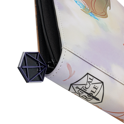 A white Critical Role Bells Hells Team Lineup Printed Leatherette Book Folio. Brand: Critical Role, Item: Bells Hells Team Lineup Printed Leatherette Book Folio.