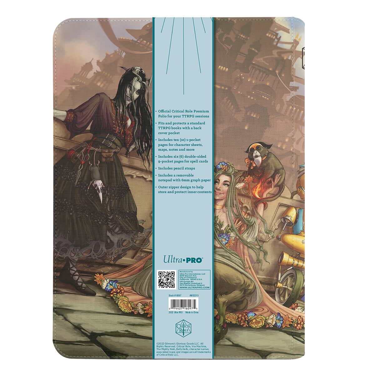 A Critical Role Bells Hells Team Lineup Printed Leatherette Book Folio. Brand: Ultra Pro, Item: Official Critical Role Premium Folio.
