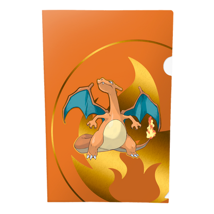 An orange folder featuring Charizard from Pokemon. Brand: Pokemon, Item: Charizard, Blastoise, Venusaur Tournament Folios for Pokemon