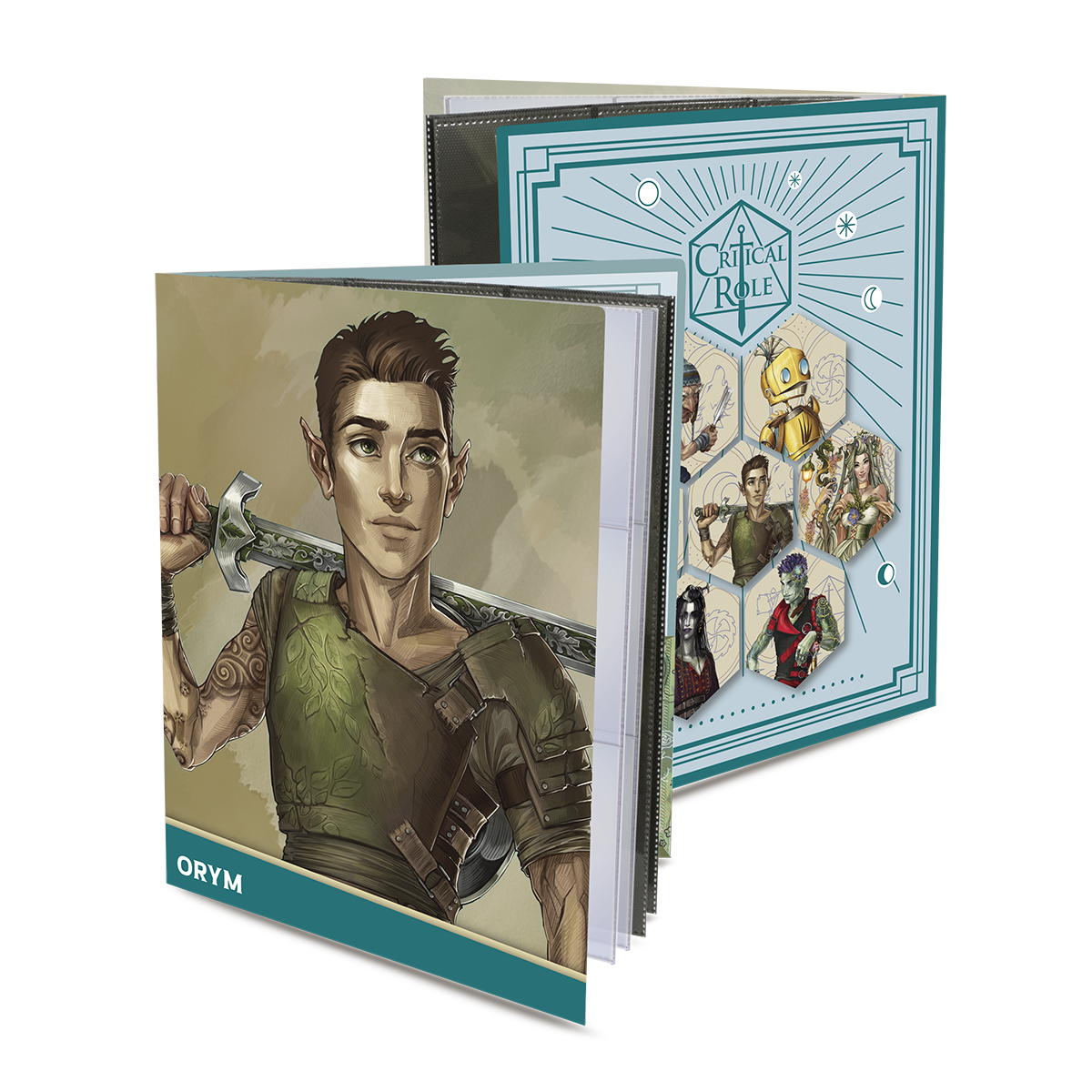 A teal and green Critical Role Orym of the Air Ashari RPG Folio with Stickers. Brand: Ultra PRO, Item: Critical Role Bells Hells Orym of the Air Ashari RPG Folio with Stickers.