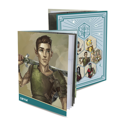 A teal and green Critical Role Orym of the Air Ashari RPG Folio with Stickers. Brand: Ultra PRO, Item: Critical Role Bells Hells Orym of the Air Ashari RPG Folio with Stickers.