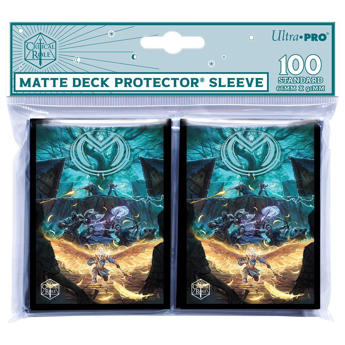 A Matte Deck Protector Sleeves. Brand: Ultra Pro, Item: Critical Role Bells Hells Vox Machina Art Standard DECK PROTECTOR® Sleeves (100ct)