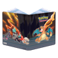 A black Ultra PRO Gallery Series Scorching Summit 9-Pocket Portfolio for Pokemon featuring Charizard and other Pokemon.