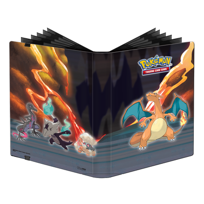 A black Gallery Series Scorching Summit 9-Pocket PRO-BINDER for Pokemon Trading Cards. Brand: Ultra PRO, Item: Gallery Series Scorching Summit 9-Pocket PRO-BINDER.