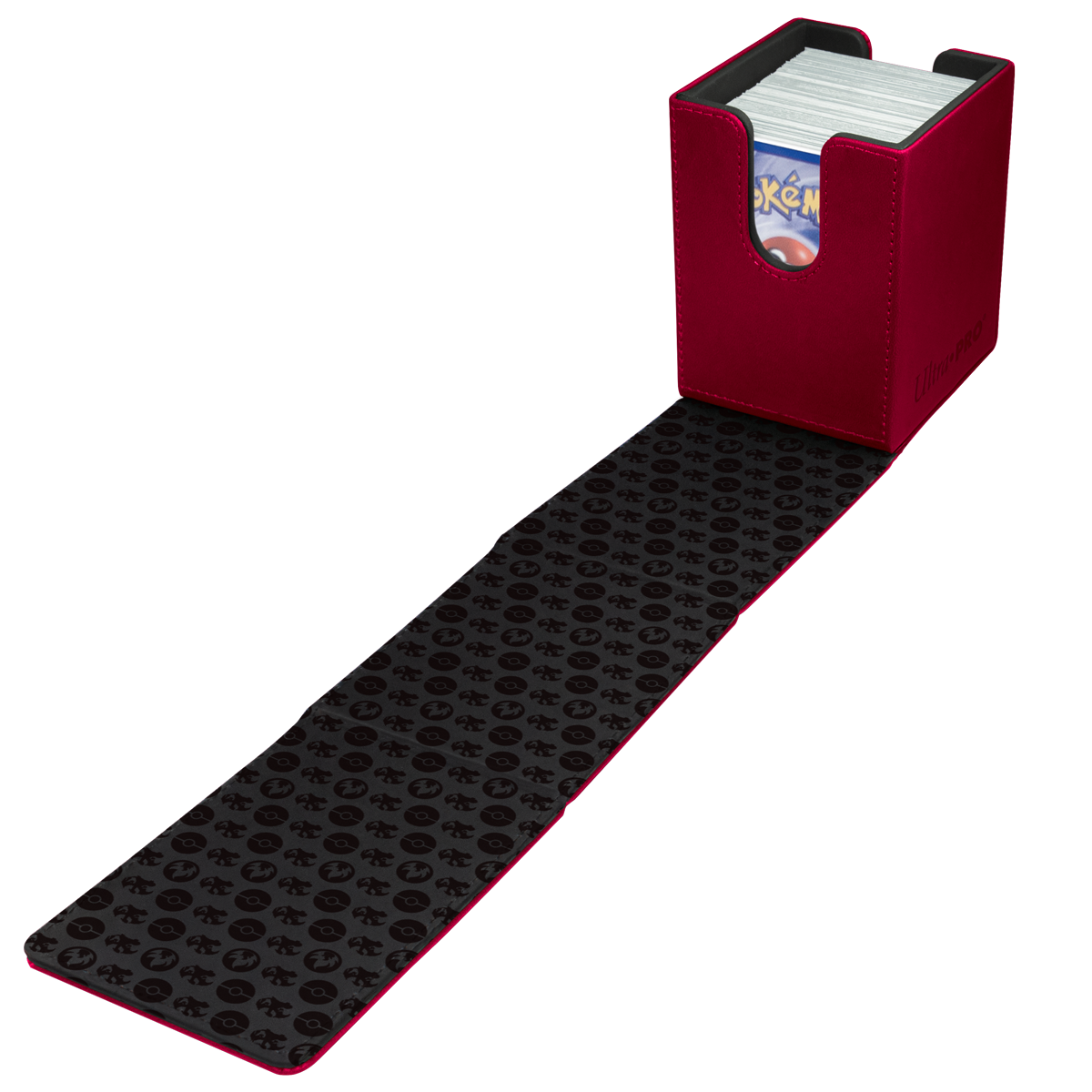 A red Elite Series Alcove Flip Deck Box for Pokemon. Brand: Ultra PRO, Item: Elite Series: Charizard ALCOVE® Flip DECK BOX® for Pokemon