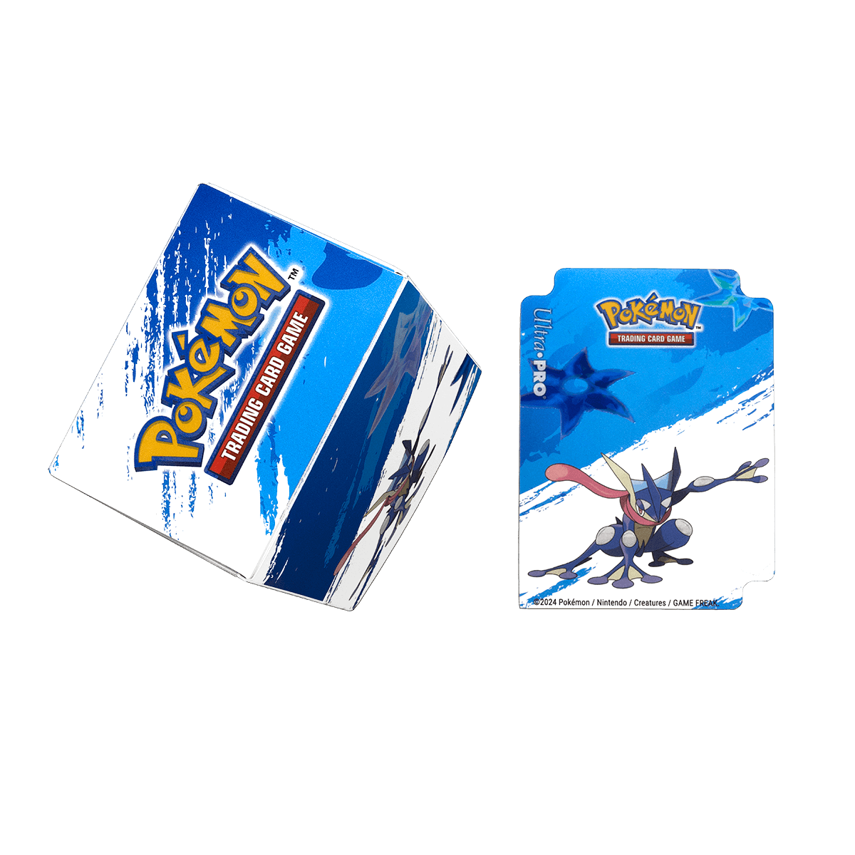 A blue and white Greninja Full-View DECK BOX for Pokemon Trading Card Game. Brand: Ultra PRO, Item: Greninja Full-View DECK BOX.