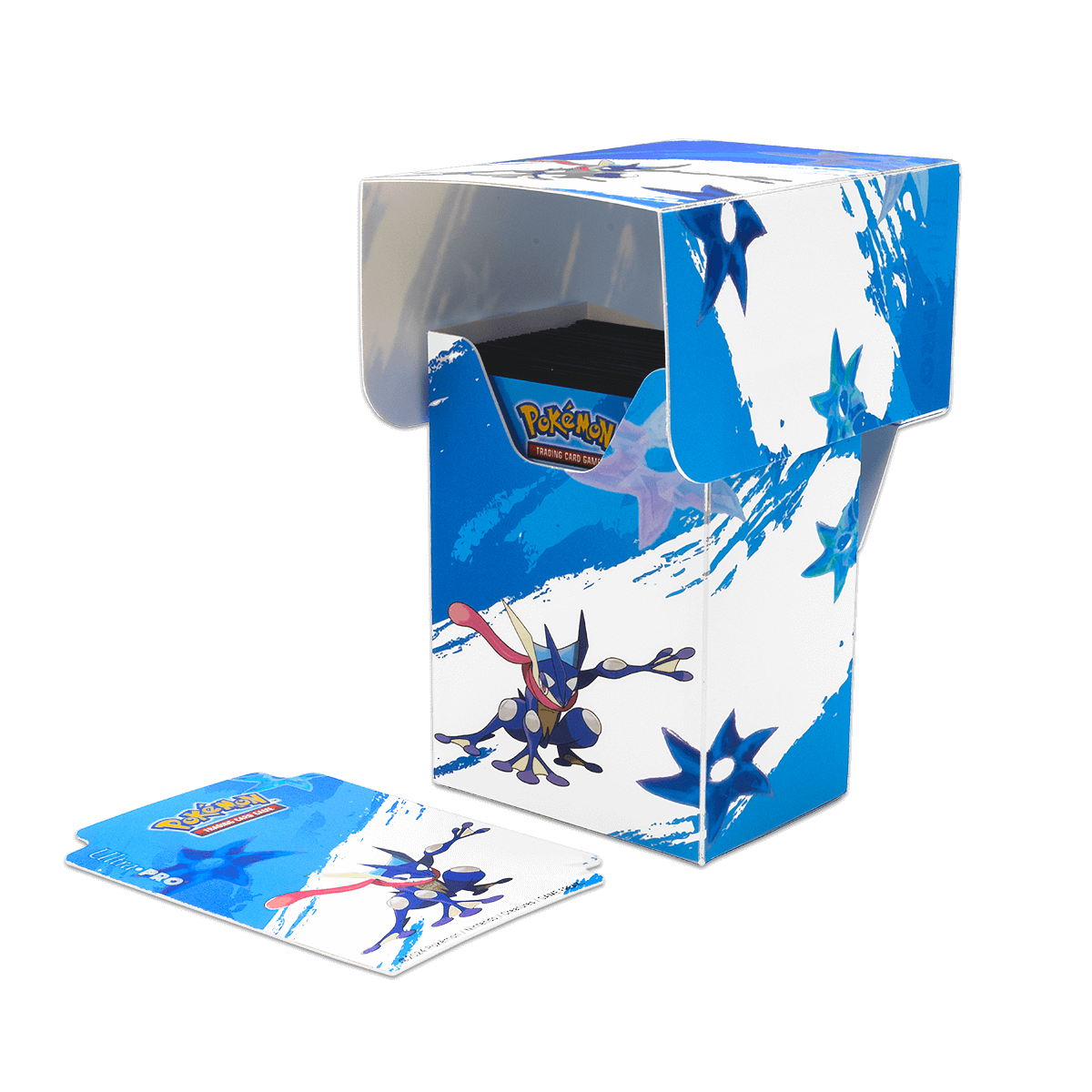 A blue and white Greninja Full-View DECK BOX for Pokemon. Brand: Ultra-Pro, Item: Greninja Full-View DECK BOX® for Pokémon