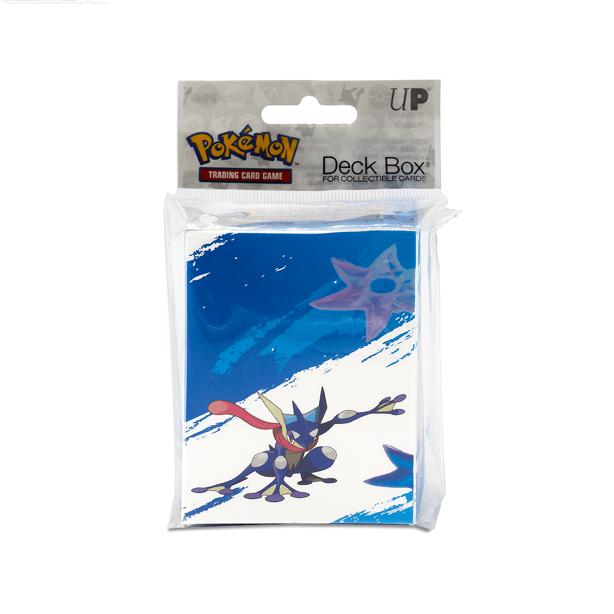 A blue and white Greninja Full-View DECK BOX® for Pokémon Trading Card Game. Brand: Ultra PRO, Item: Greninja Full-View DECK BOX® for Pokémon