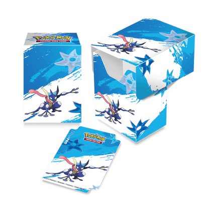 A blue and white Greninja Full-View DECK BOX for Pokémon Trading Card Game. Brand: Ultra PRO.