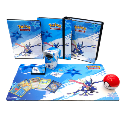 A blue and white Greninja themed playmat for Pokemon TCG. Brand: Ultra Pro, Item: Greninja Standard Gaming Playmat for Pokémon