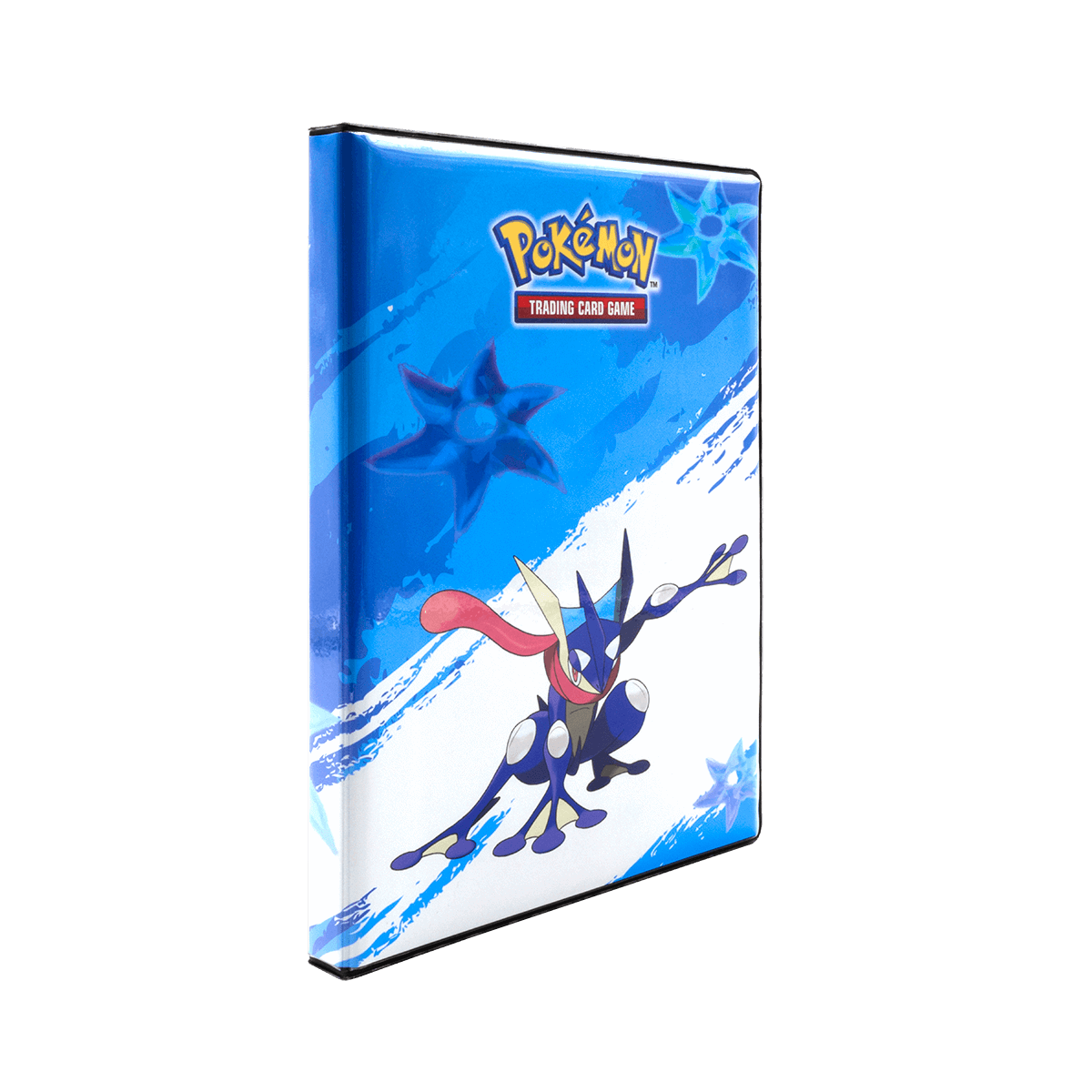 A blue Greninja 4-Pocket Portfolio for Pokemon Trading Card Game. Brand: Pokemon, Item: Greninja 4-Pocket Portfolio.
