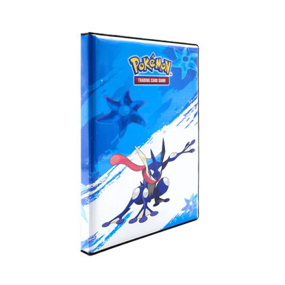 A blue Greninja 4-Pocket Portfolio for Pokemon Trading Card Game. Brand: Pokemon, Item: Greninja 4-Pocket Portfolio.