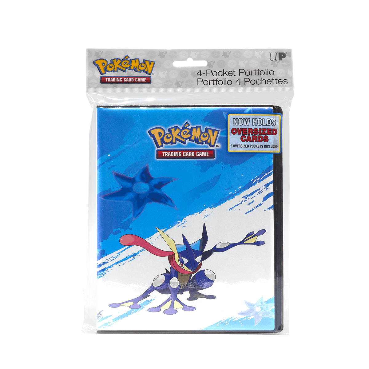 A blue Greninja 4-Pocket Portfolio for Pokemon Trading Card Game. Brand: Ultra Pro, Item: Greninja 4-Pocket Portfolio for Pokemon