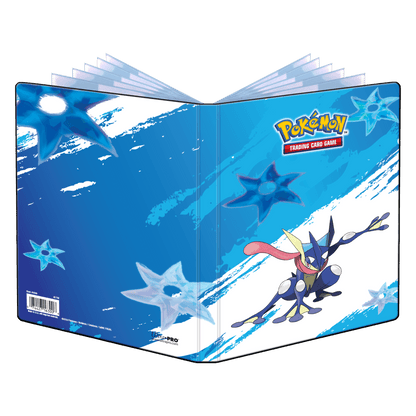 A blue Greninja 4-Pocket Portfolio for Pokemon Trading Card Game. Brand: Ultra PRO.