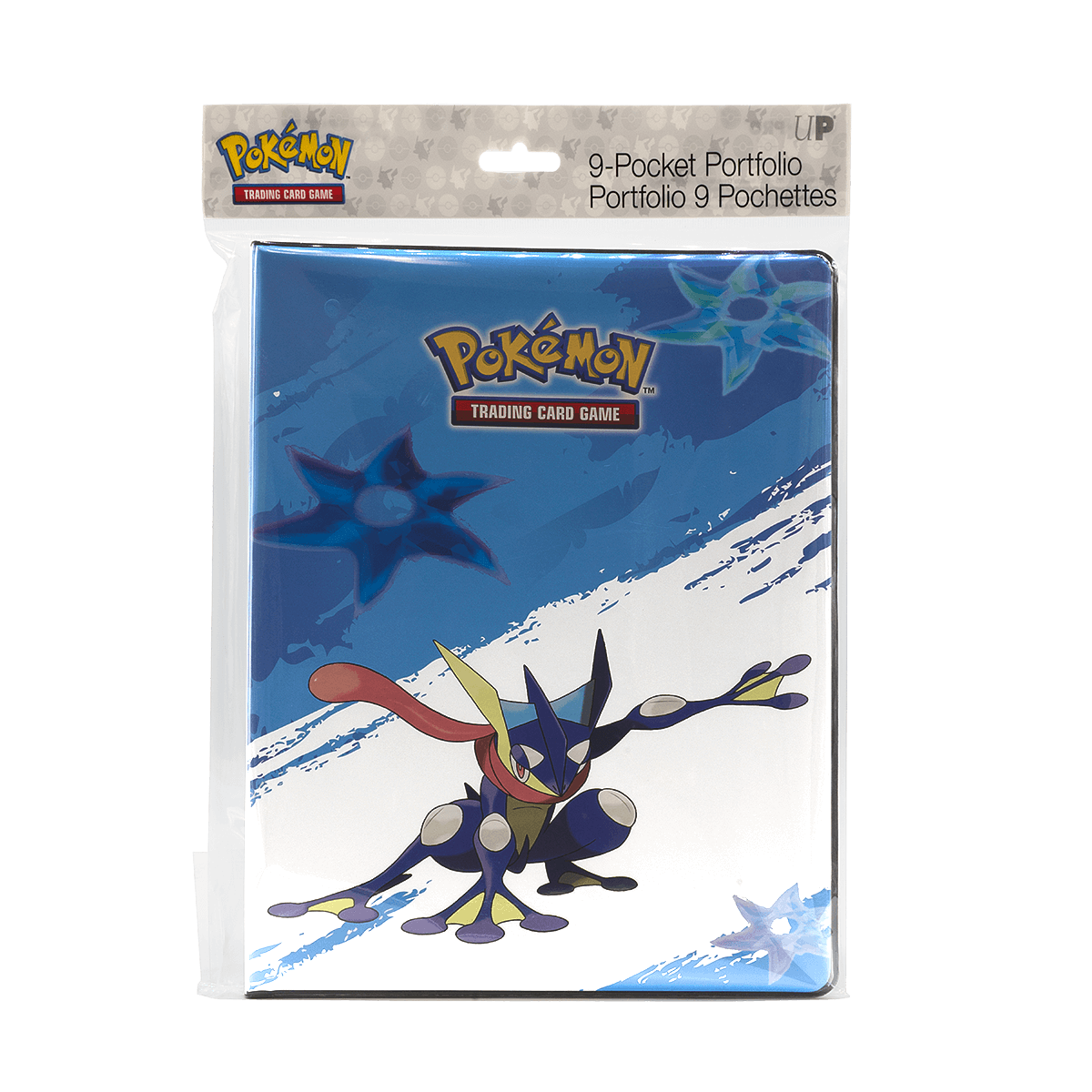 A blue Greninja 9-Pocket Portfolio for Pokemon Trading Card Game. Brand: Ultra PRO, Item: Greninja 9-Pocket Portfolio.