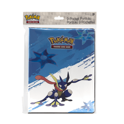 A blue Greninja 9-Pocket Portfolio for Pokemon Trading Card Game. Brand: Ultra PRO, Item: Greninja 9-Pocket Portfolio.