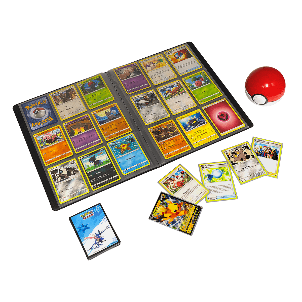 A black 9-pocket portfolio for Pokemon cards. Brand: Pokemon, Item: Greninja 9-Pocket Portfolio for Pokemon
