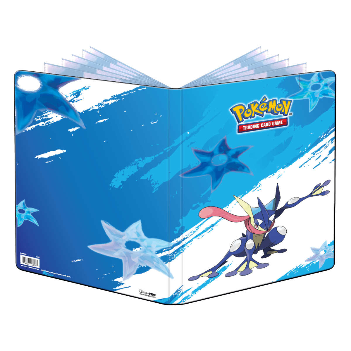 A blue Greninja 9-Pocket Portfolio for Pokémon Trading Card Game. Brand: Ultra-Pro.