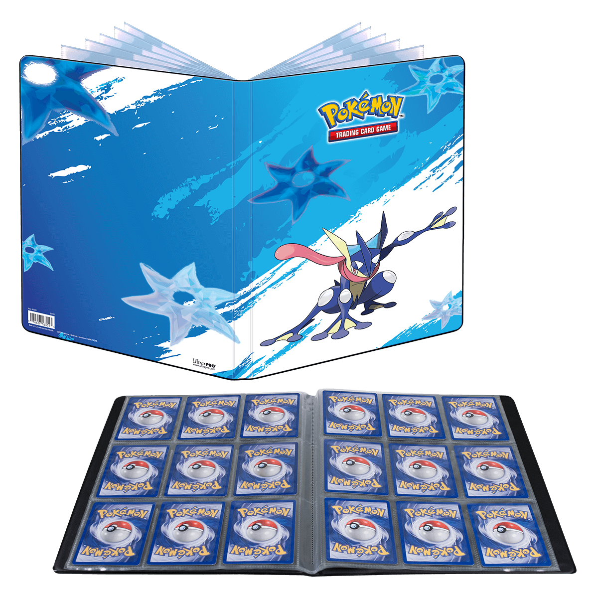 A blue Greninja 9-Pocket Portfolio for Pokémon Trading Cards. Brand: Ultra PRO, Item: Greninja 9-Pocket Portfolio for Pokémon