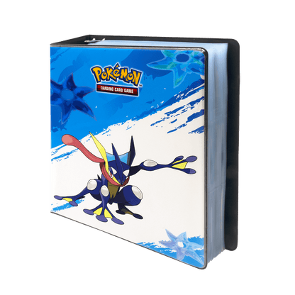 A blue and white Greninja 2” Album for Pokémon Trading Card Game.