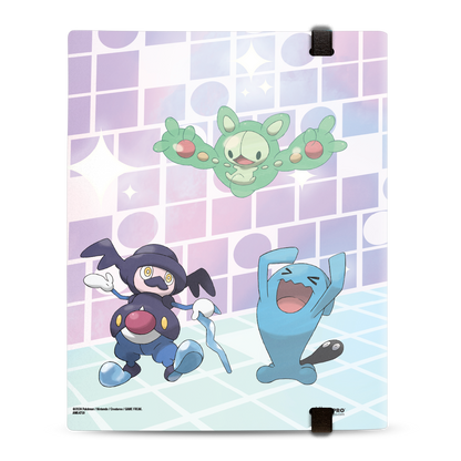A colorful binder featuring Pokémon characters on a pastel grid background. Brand: Ultra PRO, Item: Gallery Series: Trick Room 9-Pocket PRO-BINDER® for Pokémon